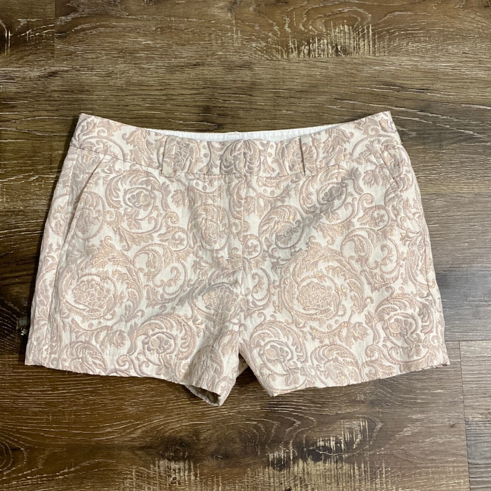 LOFT Cream and Gold Ornate Women's Bermudas